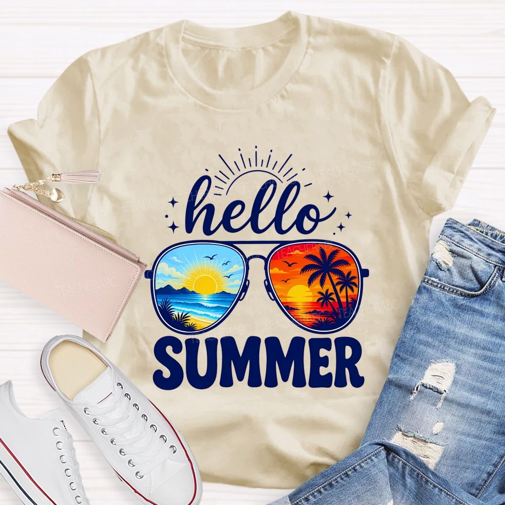 Hello Summer And Summer Break Teacher T-shirt