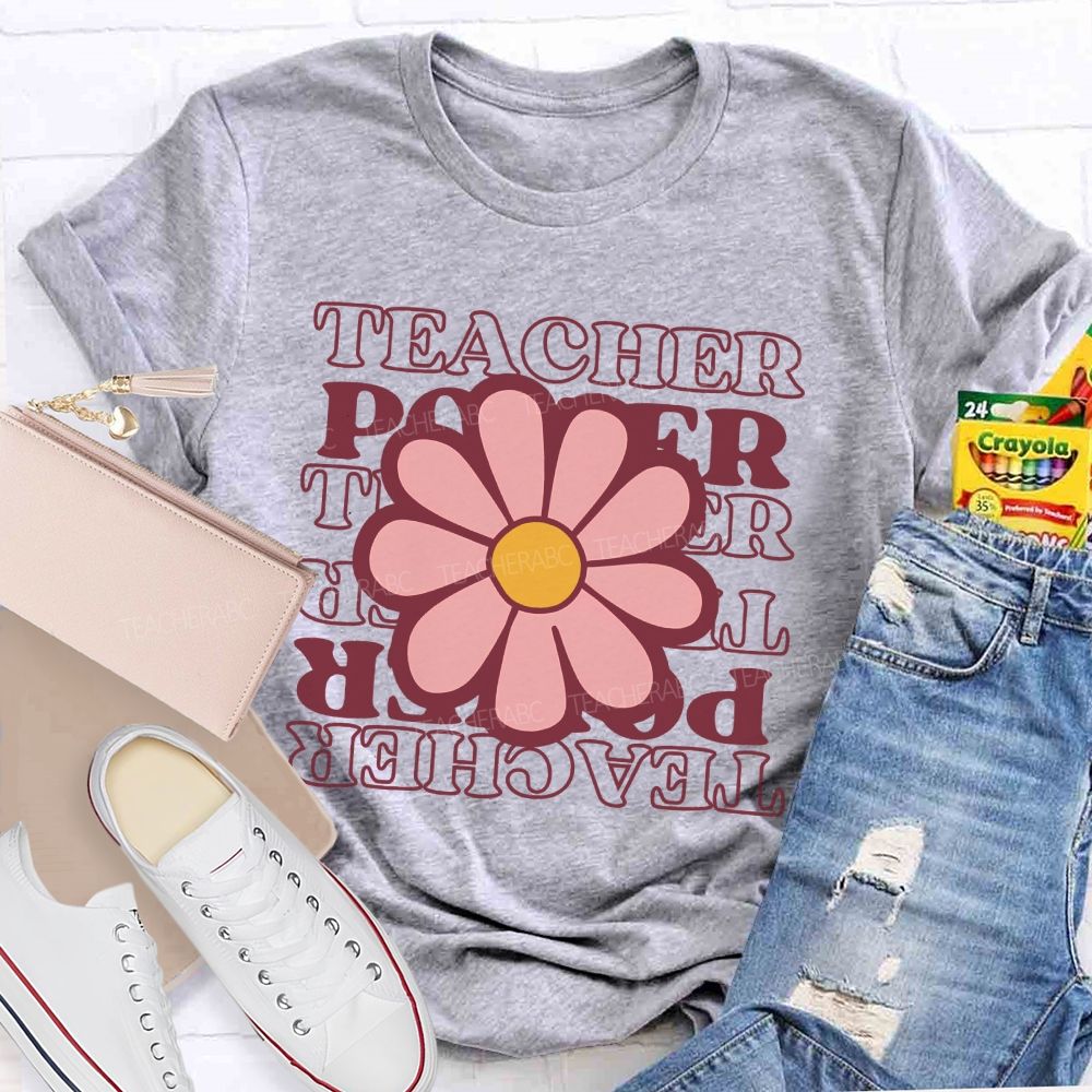 Teacher Power Flowers Pattern Teacher T-shirt
