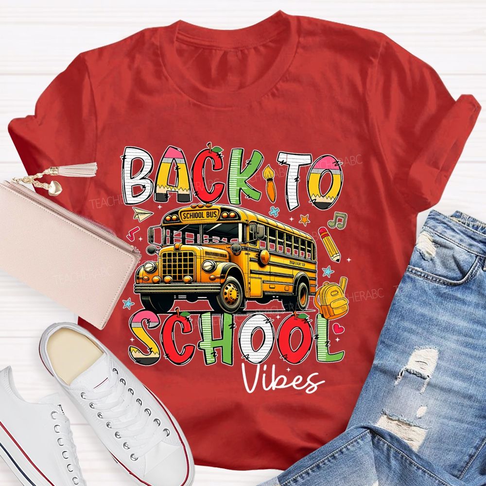 Back To School Vibes Graphic Teacher T-shirt