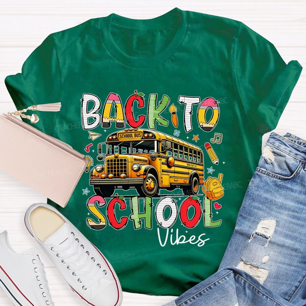 Back To School Vibes Graphic Teacher T-shirt