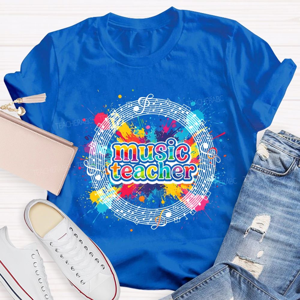 Music Teacher Colorful Graphics Teacher T-shirt