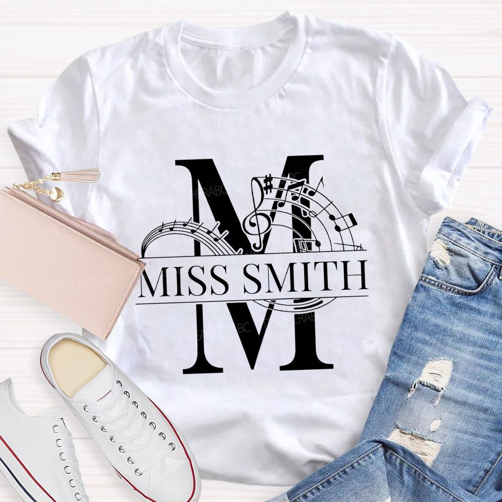 Personalized Name M Is For Music Teacher T-shirt