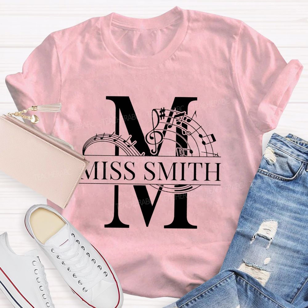 Personalized Name M Is For Music Teacher T-shirt