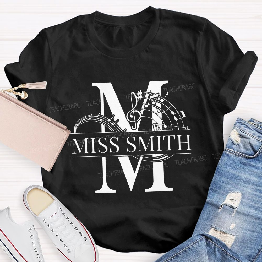Personalized Name M Is For Music Teacher T-shirt