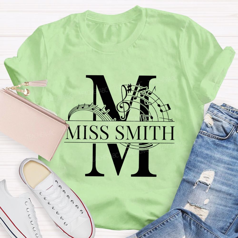 Personalized Name M Is For Music Teacher T-shirt