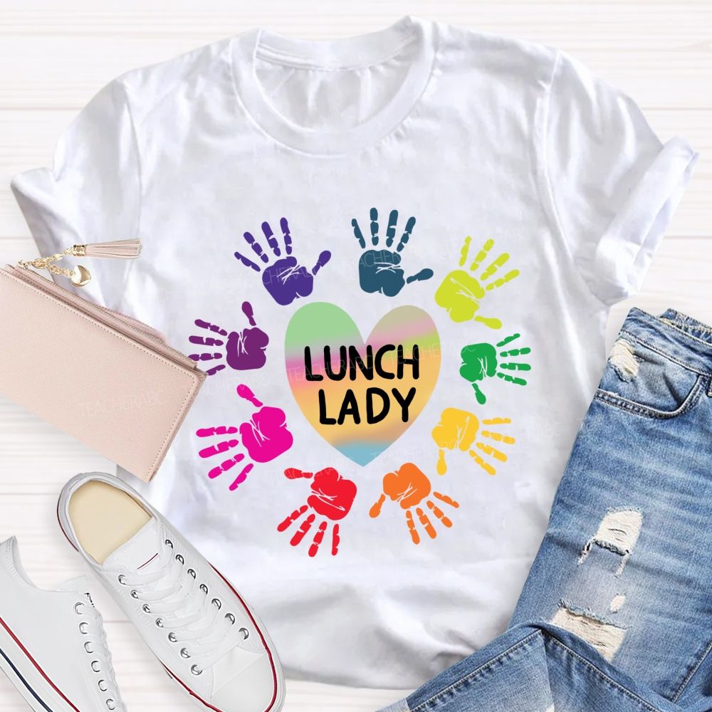 Lunch Lady Gradient Hearts And Hardworking Hands T-shirt