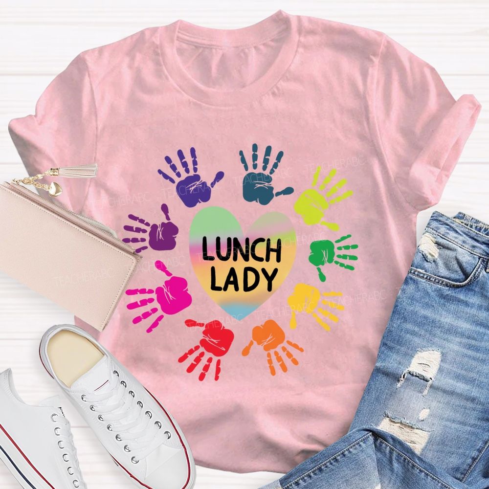 Lunch Lady Gradient Hearts And Hardworking Hands T-shirt