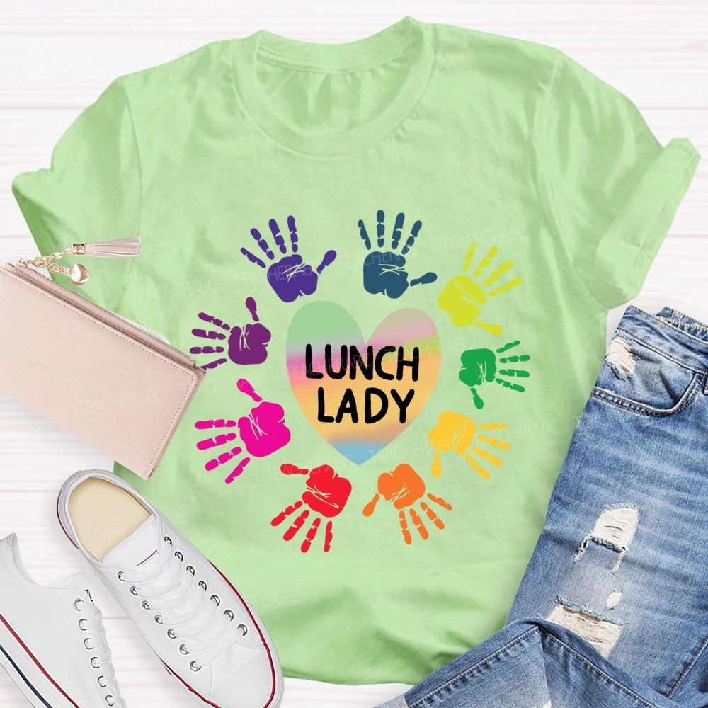 Lunch Lady Gradient Hearts And Hardworking Hands T-shirt
