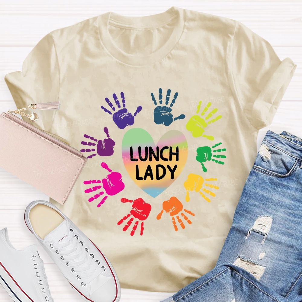 Lunch Lady Gradient Hearts And Hardworking Hands T-shirt