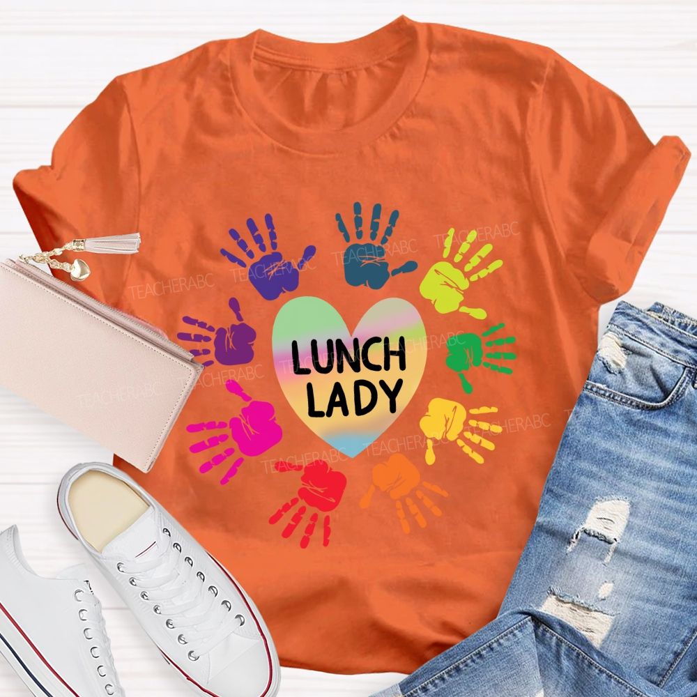 Lunch Lady Gradient Hearts And Hardworking Hands T-shirt