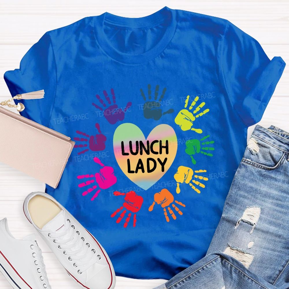Lunch Lady Gradient Hearts And Hardworking Hands T-shirt