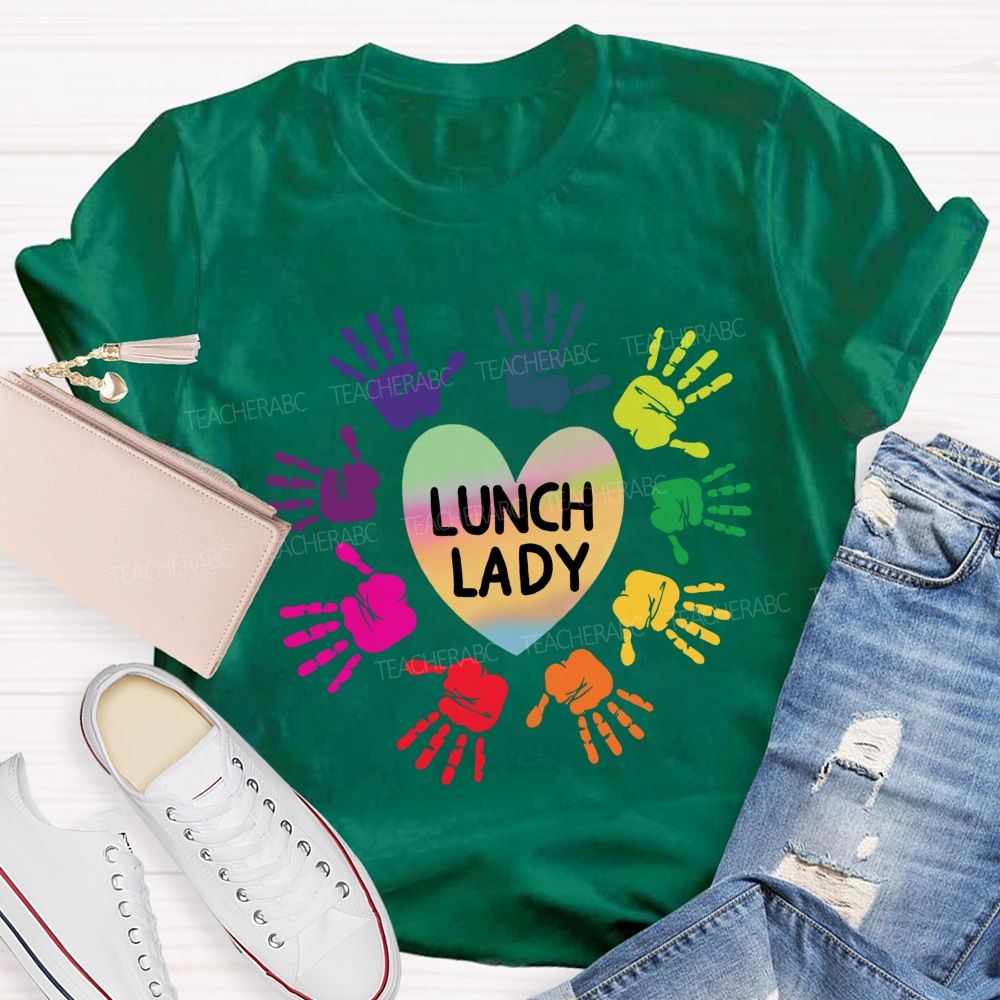 Lunch Lady Gradient Hearts And Hardworking Hands T-shirt