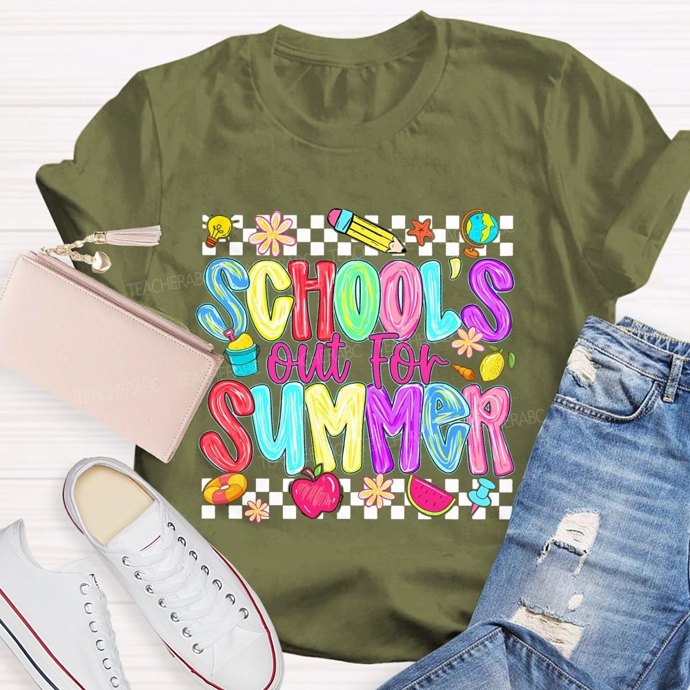 School'S Out For Summer And Colored Fonts T-shirt
