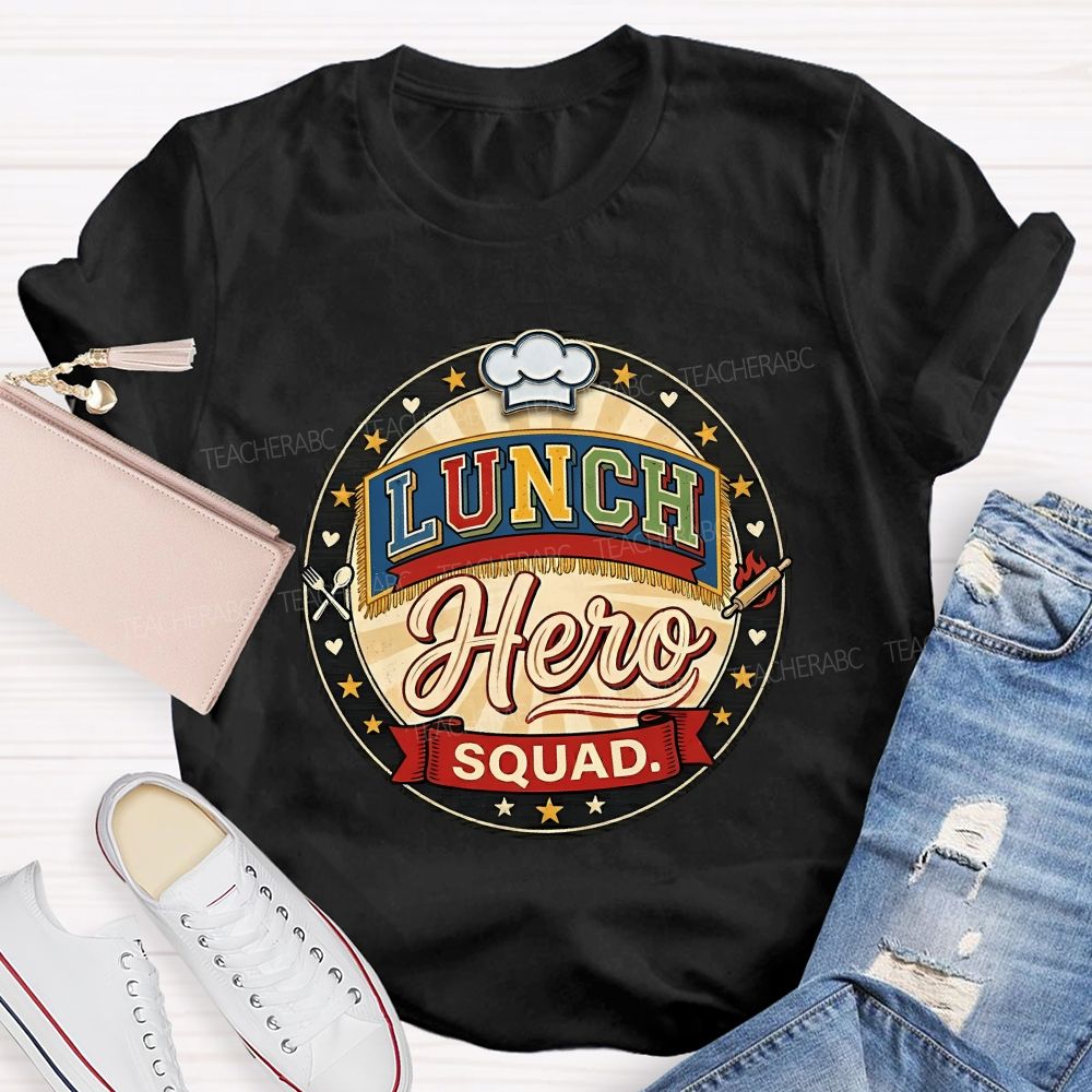 Lunch Hero Squad Colored Fonts T-shirt