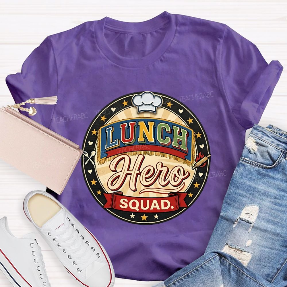 Lunch Hero Squad Colored Fonts T-shirt