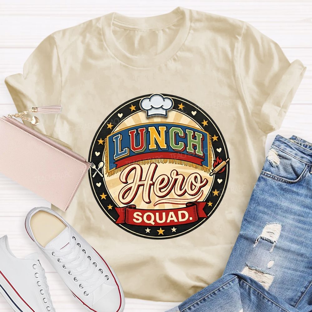 Lunch Hero Squad Colored Fonts T-shirt