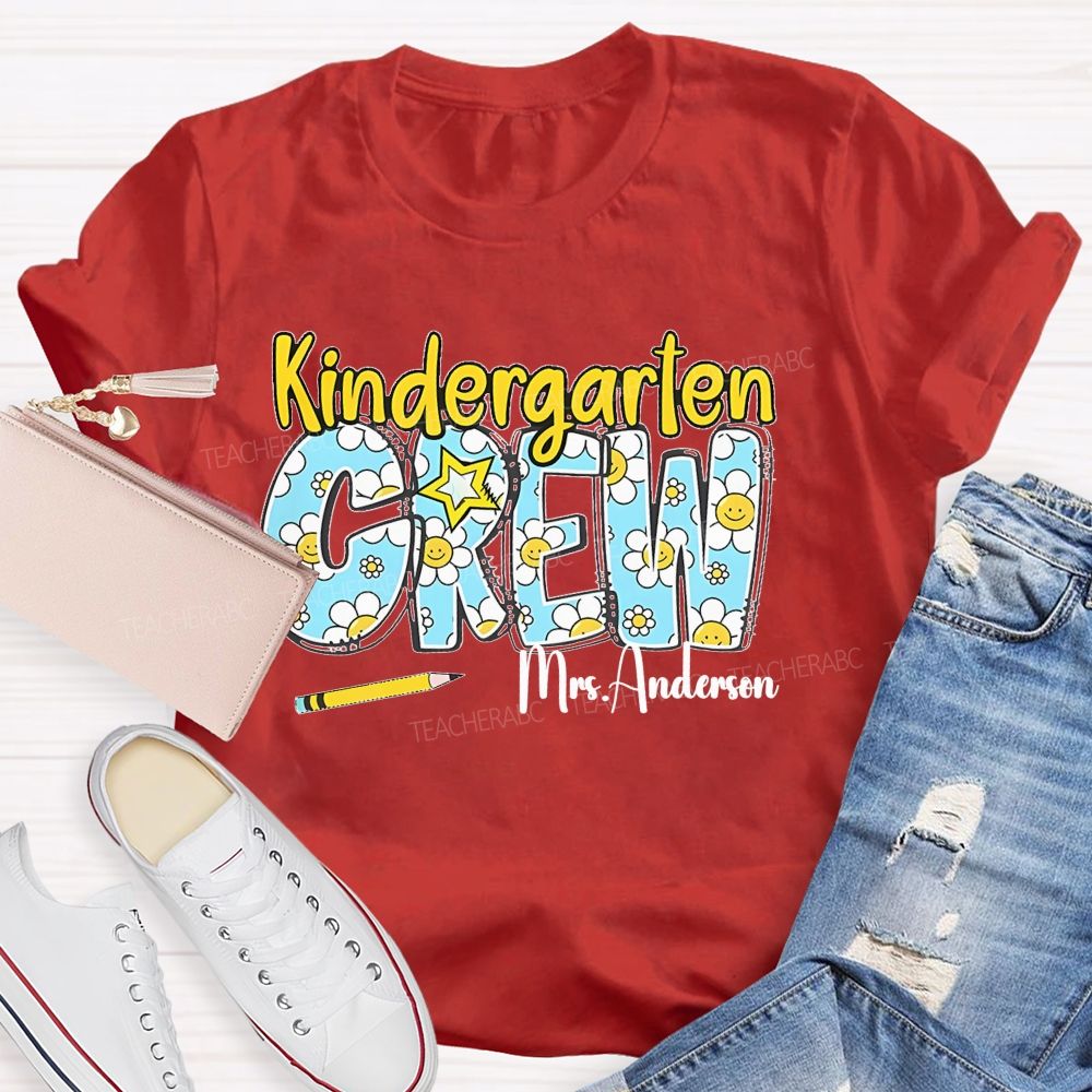 Personalized Grade And Name Kindergarten Crew Teacher T-shirt