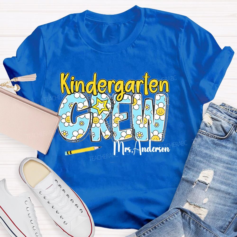 Personalized Grade And Name Kindergarten Crew Teacher T-shirt