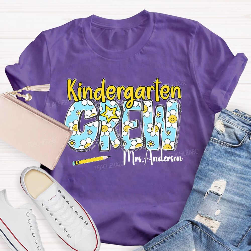 Personalized Grade And Name Kindergarten Crew Teacher T-shirt