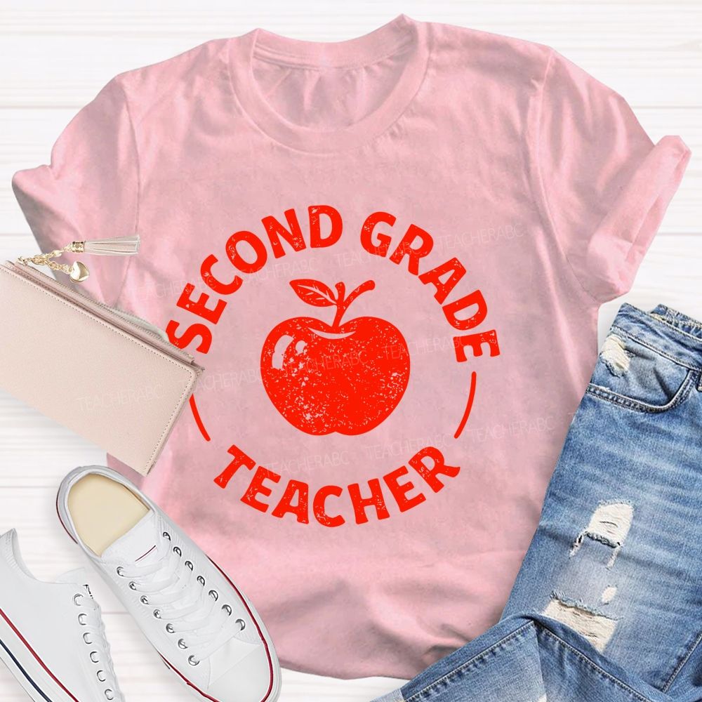Personalized Grade Second Grade Teacher Apple Teacher T-shirt