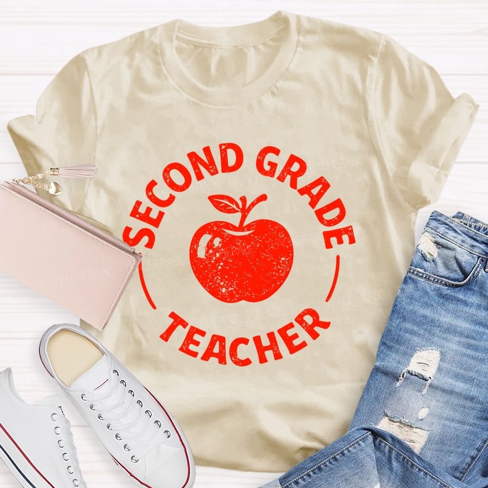 Personalized Grade Second Grade Teacher Apple Teacher T-shirt