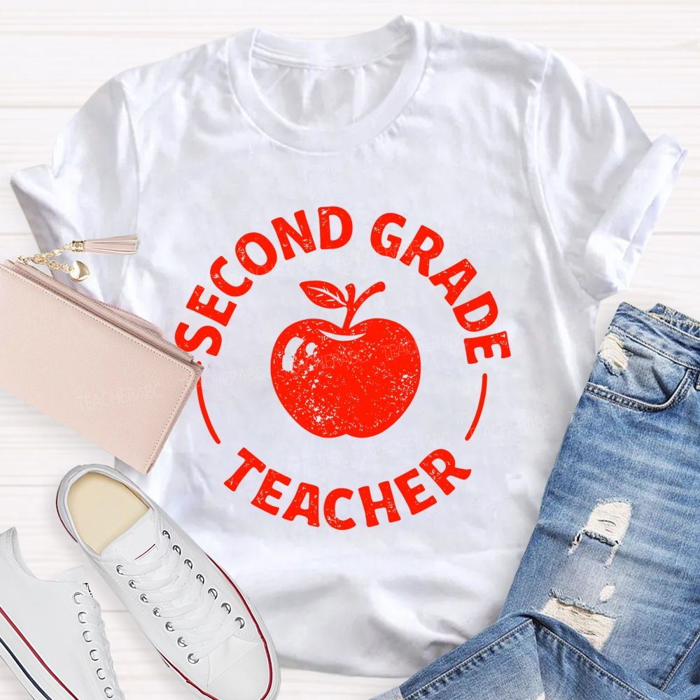 Personalized Grade Second Grade Teacher Apple Teacher T-shirt