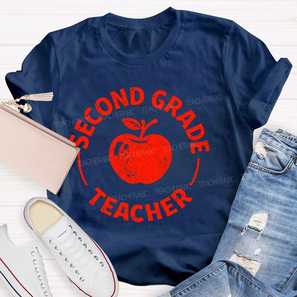 Personalized Grade Second Grade Teacher Apple Teacher T-shirt