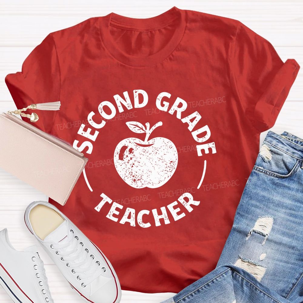Personalized Grade Second Grade Teacher Apple Teacher T-shirt