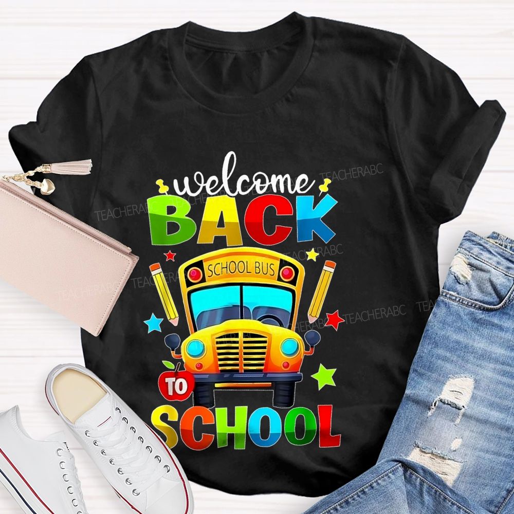 School Bus Welcome Back To School Graphic Teacher T-shirt