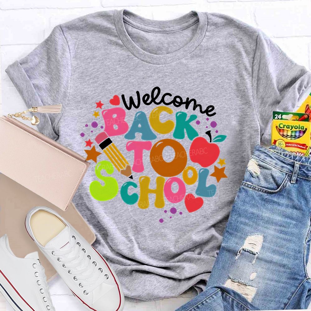 Welcome Back To School Colorful Letters Graphics Teacher T-shirt