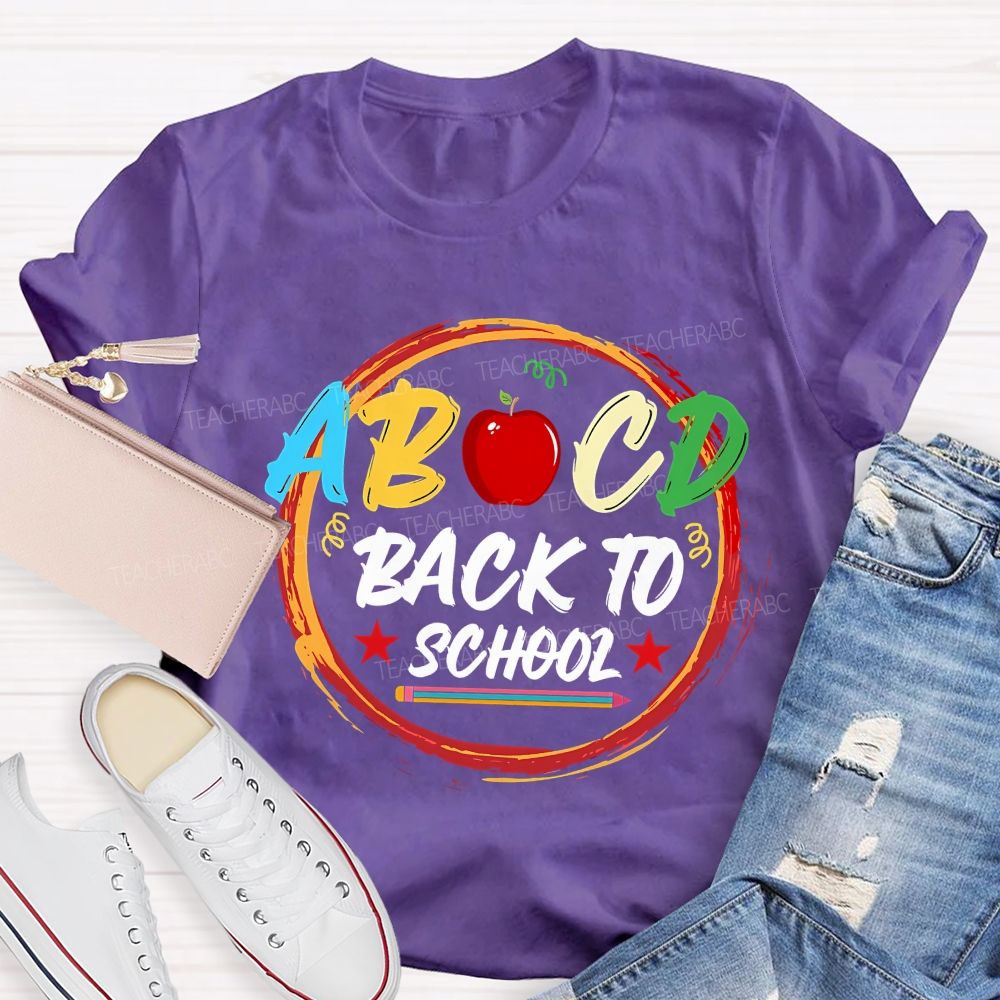 Abcd Back To School And Apple Teacher T-shirt