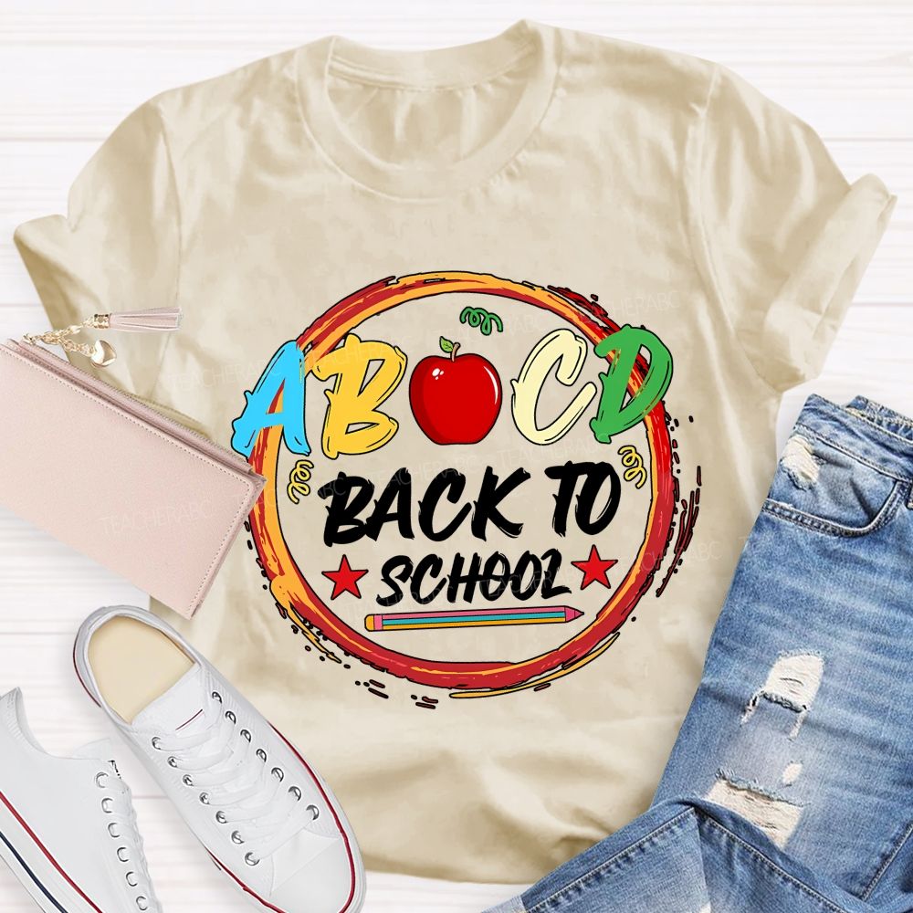 Abcd Back To School And Apple Teacher T-shirt
