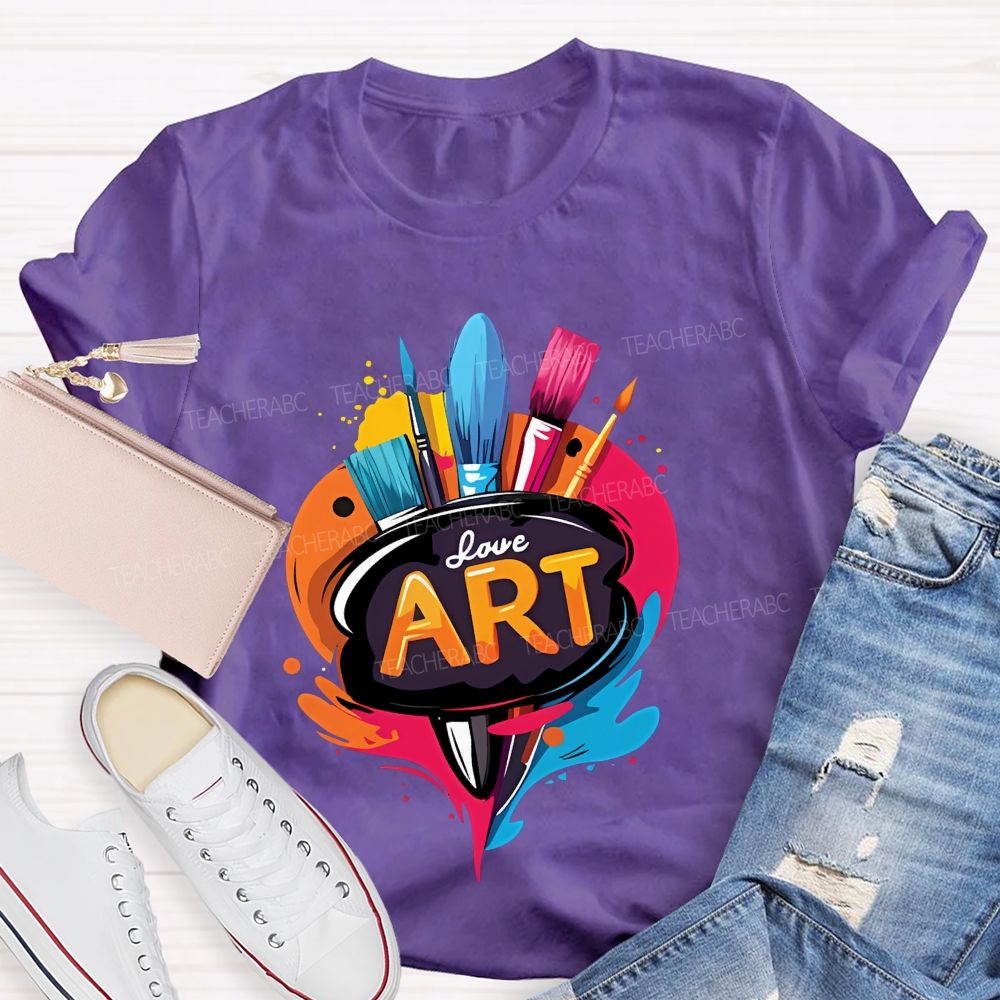 Love Art Pattern Teacher T-shirt