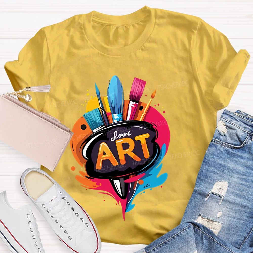 Love Art Pattern Teacher T-shirt