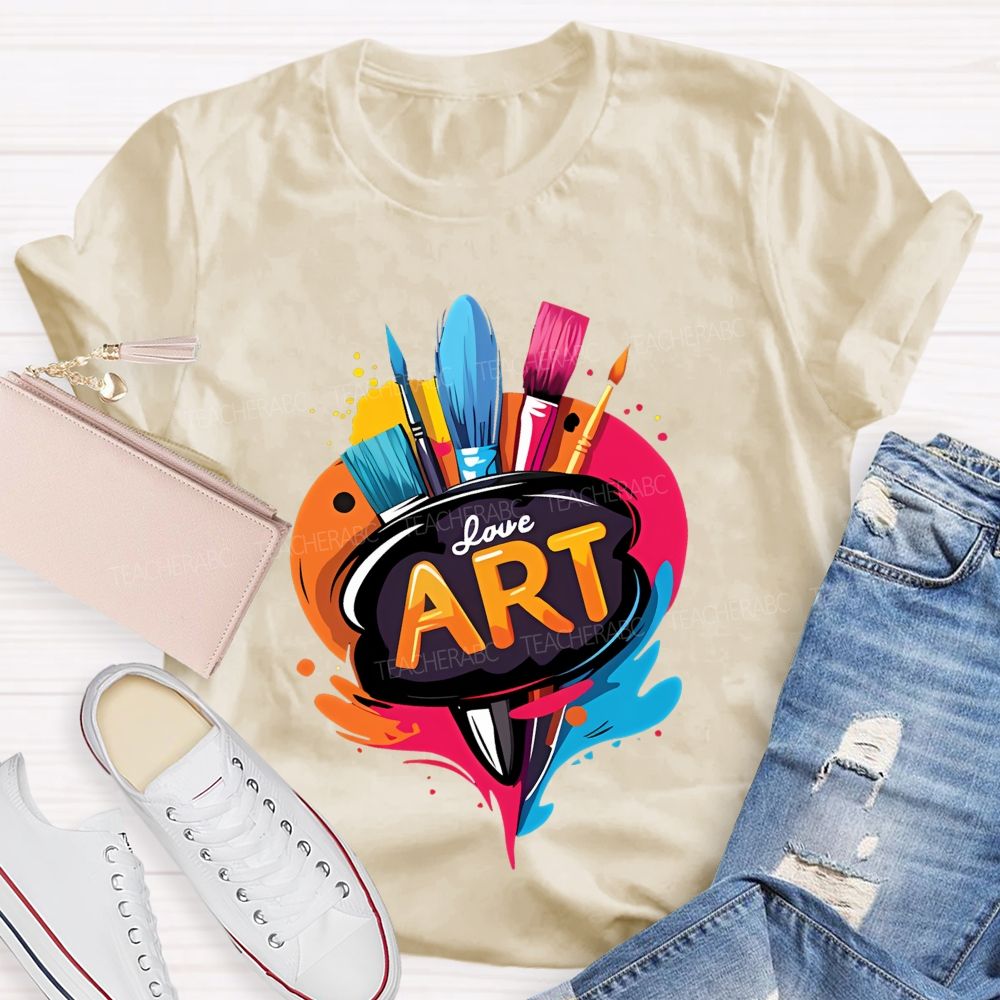 Love Art Pattern Teacher T-shirt