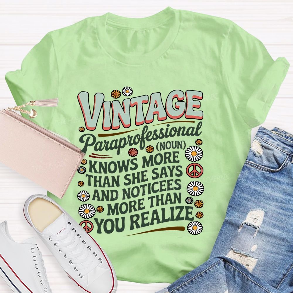 Vintage Paraprofessional Noun Teacher T-shirt