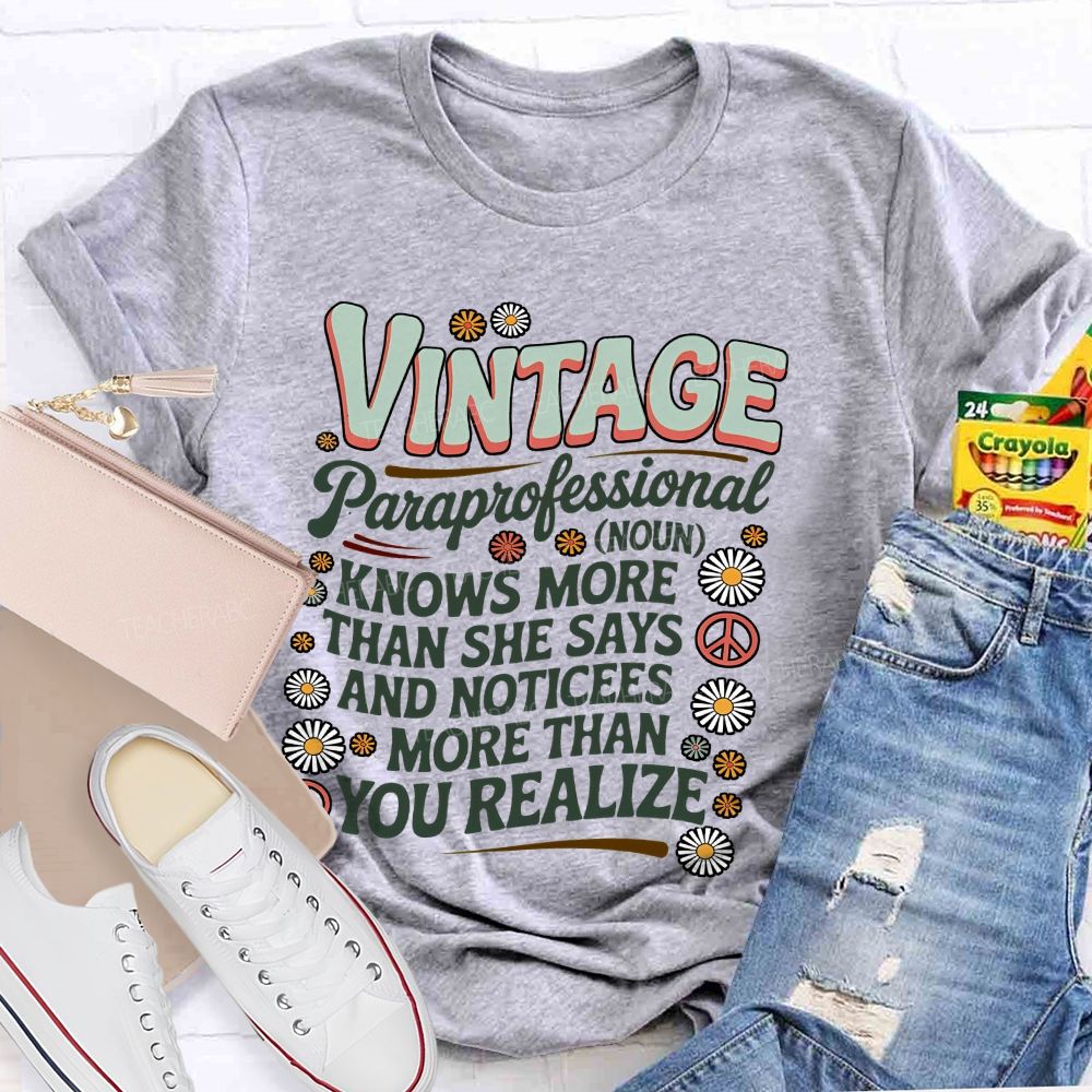 Vintage Paraprofessional Noun Teacher T-shirt