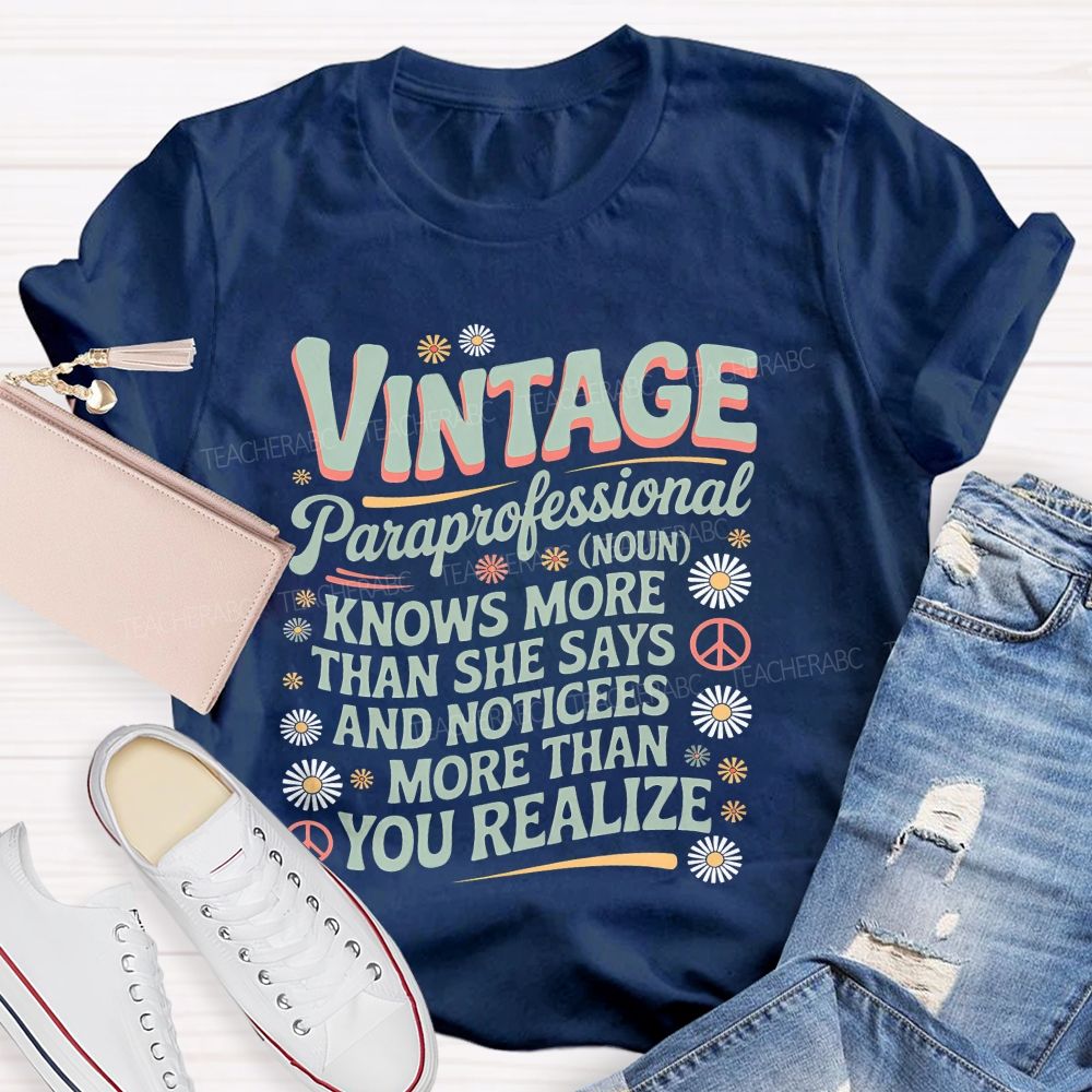 Vintage Paraprofessional Noun Teacher T-shirt