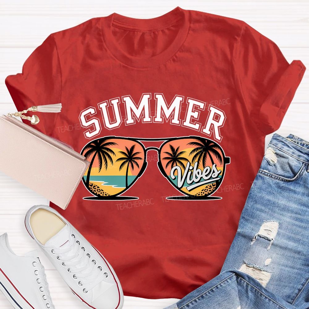 Summer Vibes Sun Glass Beach Teacher T-Shirt