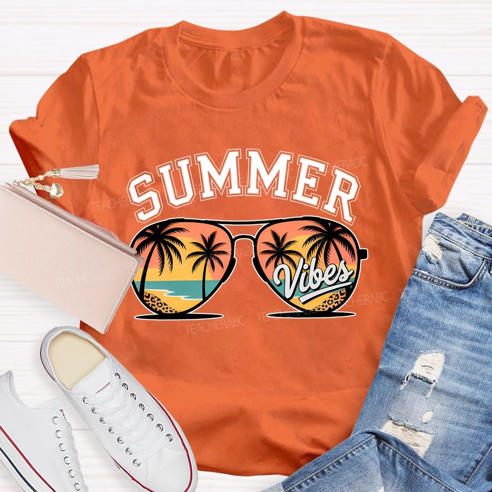 Summer Vibes Sun Glass Beach Teacher T-Shirt
