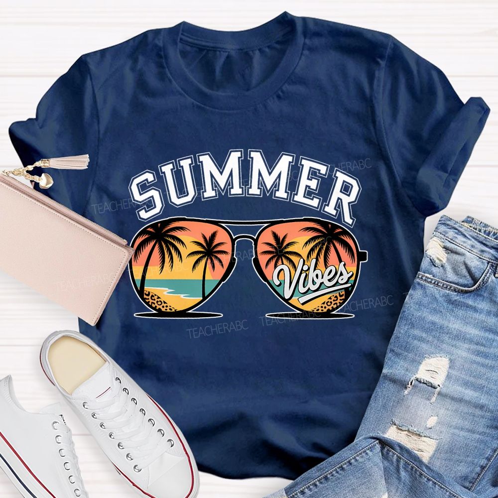Summer Vibes Sun Glass Beach Teacher T-Shirt