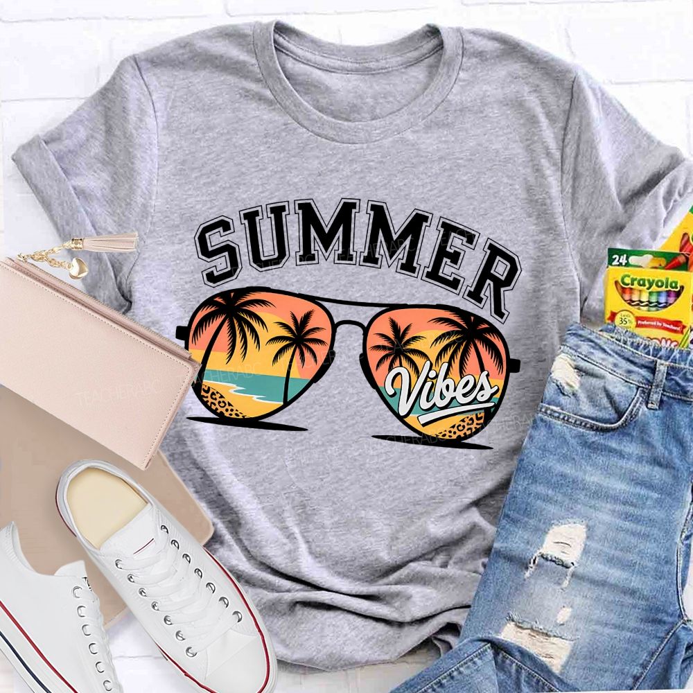 Summer Vibes Sun Glass Beach Teacher T-Shirt