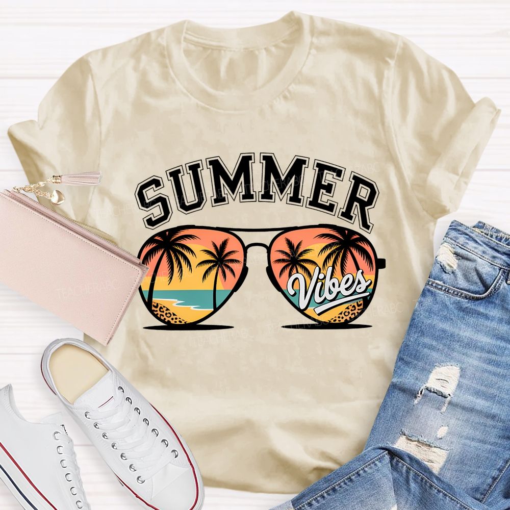 Summer Vibes Sun Glass Beach Teacher T-Shirt