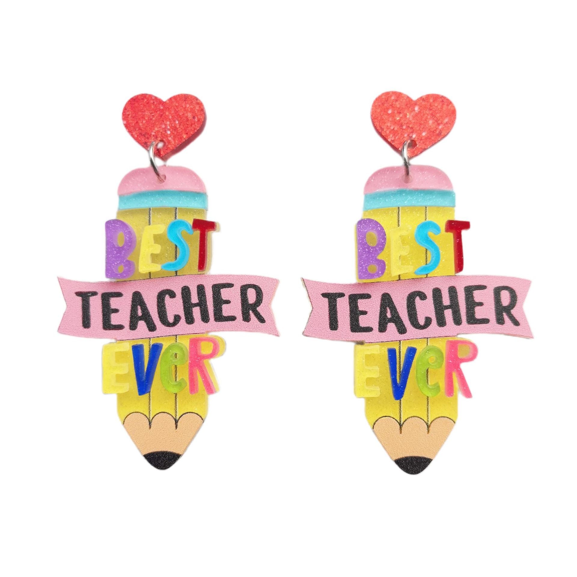 Acrylic Pencil Colored English Letter Earrings