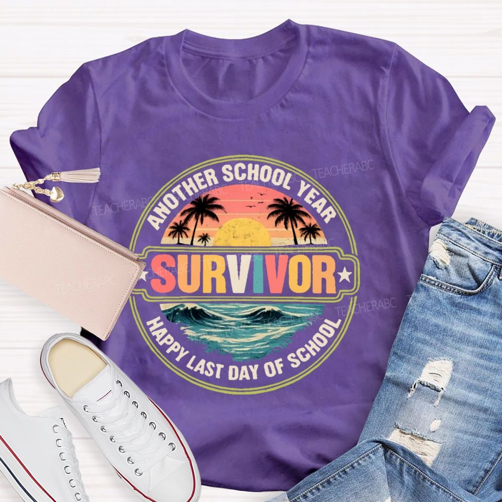 Another School Year Survivor Happy Last Day Of School Ocean Graphics Teacher T-shirt