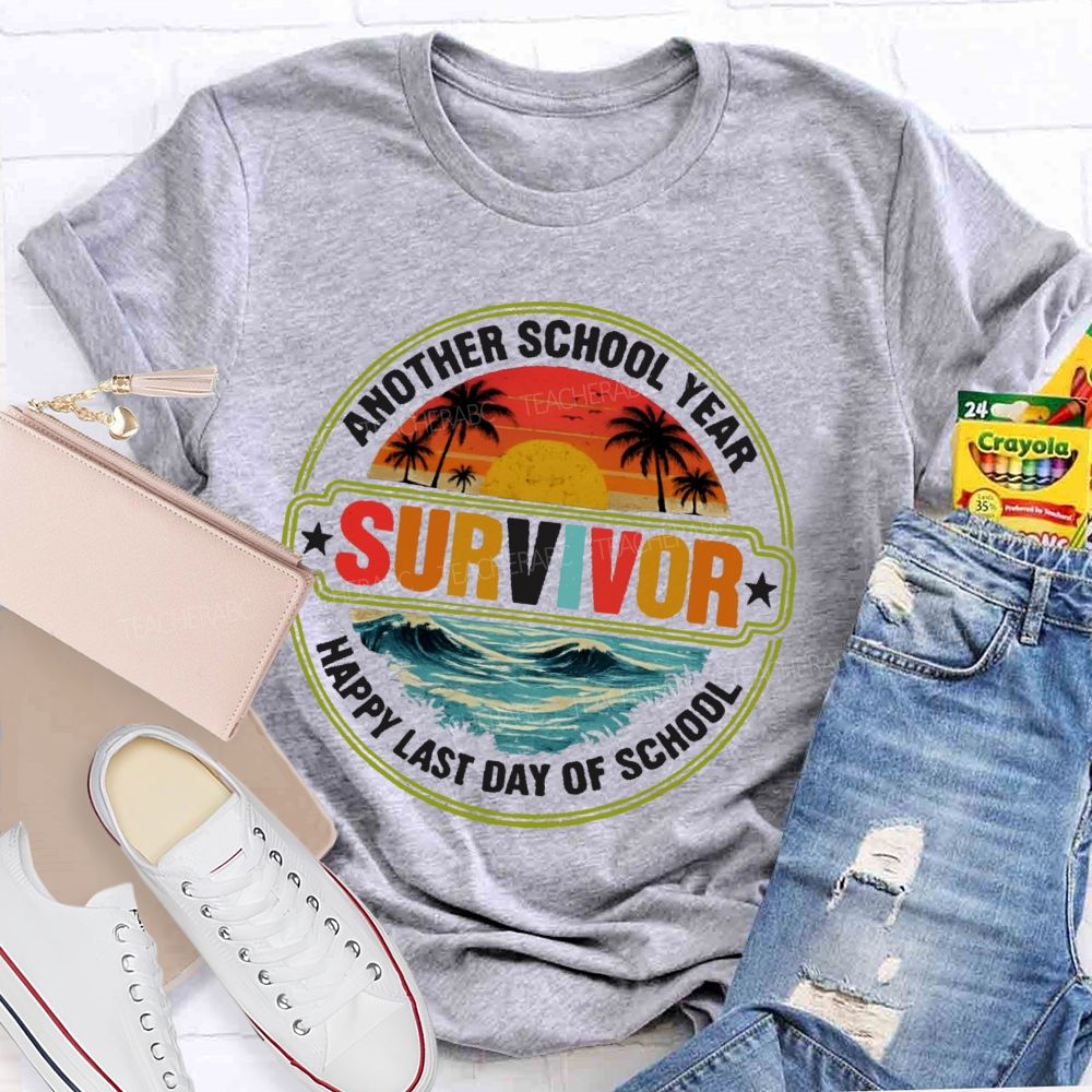 Another School Year Survivor Happy Last Day Of School Ocean Graphics Teacher T-shirt