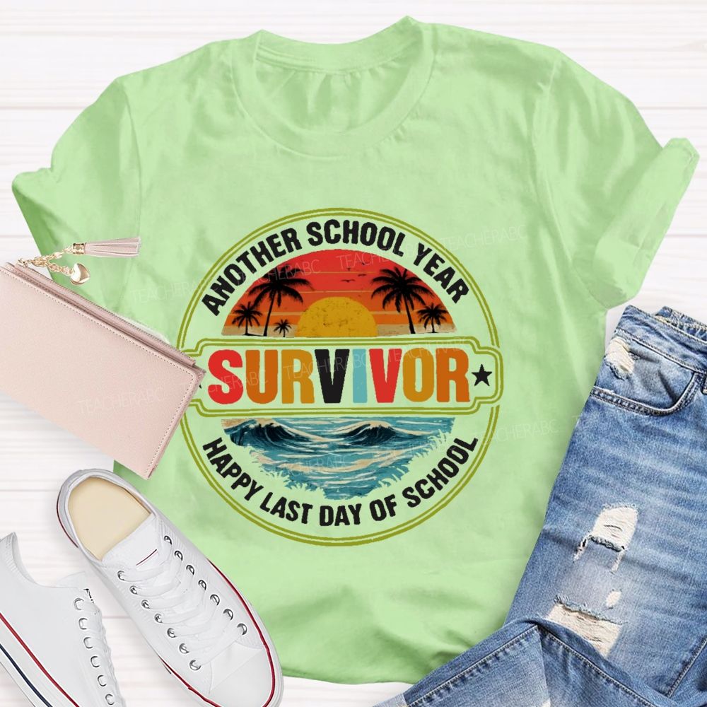 Another School Year Survivor Happy Last Day Of School Ocean Graphics Teacher T-shirt