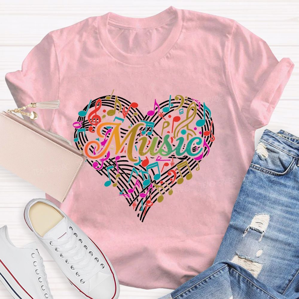 Music Love Colorful Musical Note Graphics Teacher T-shirt