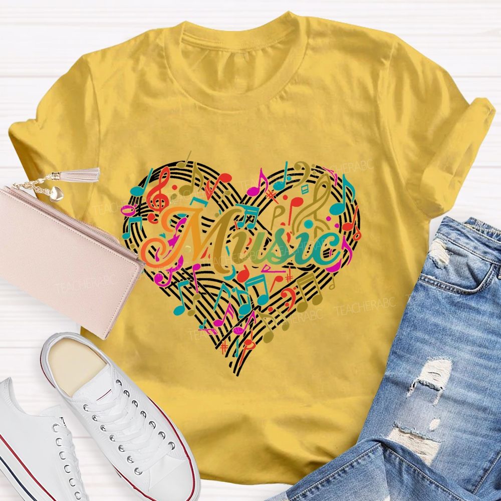Music Love Colorful Musical Note Graphics Teacher T-shirt