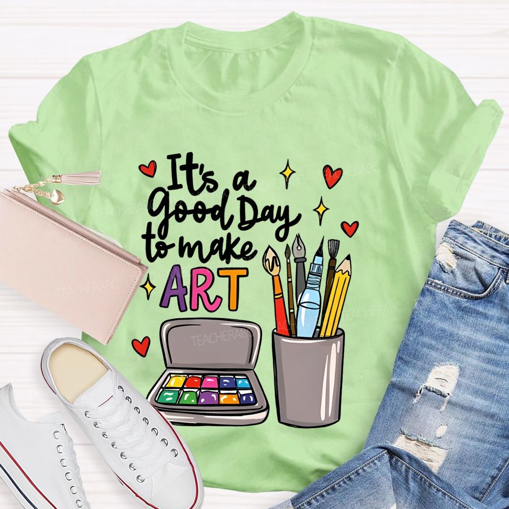 It's A Good Day To Make Art Heart Graphic Teacher T-shirt